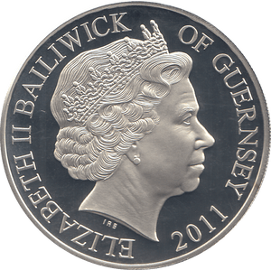 2011 SILVER PROOF FIVE POUNDS GUERNSEY THE CROWN OF THE FAITHFUL - SILVER WORLD COINS - Cambridgeshire Coins
