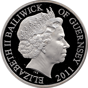 2011 SILVER PROOF FIVE POUNDS GUERNSEY - SILVER WORLD COINS - Cambridgeshire Coins