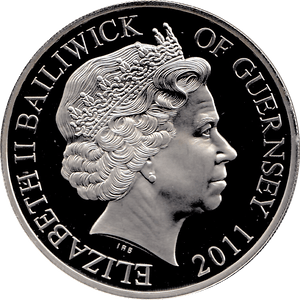 2011 SILVER PROOF FIVE POUNDS GUERNSEY - SILVER WORLD COINS - Cambridgeshire Coins