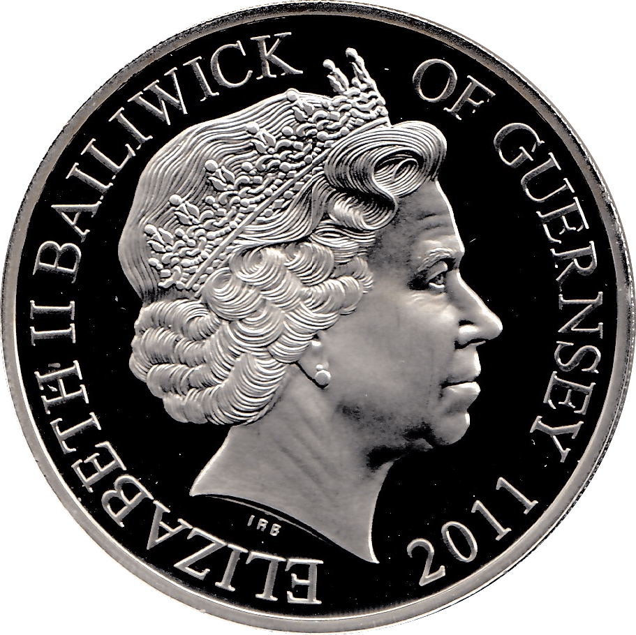 2011 SILVER PROOF FIVE POUNDS GUERNSEY - SILVER WORLD COINS - Cambridgeshire Coins