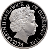 2011 SILVER PROOF FIVE POUNDS GUERNSEY - SILVER WORLD COINS - Cambridgeshire Coins