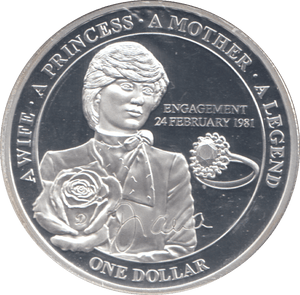 2011 SILVER PROOF PLATED PRINCESS DIANA ONE DOLLAR - SILVER WORLD COINS - Cambridgeshire Coins