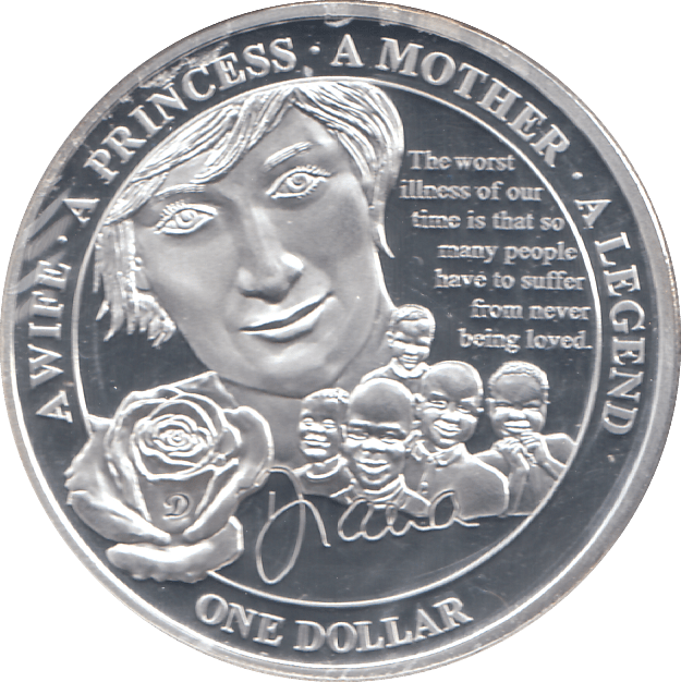 2011 SILVER PROOF PLATED PRINCESS DIANA ONE DOLLAR - SILVER WORLD COINS - Cambridgeshire Coins