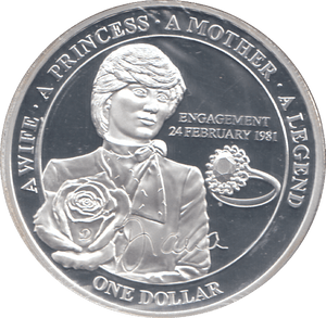 2011 SILVER PROOF PLATED PRINCESS DIANA ONE DOLLAR - SILVER WORLD COINS - Cambridgeshire Coins