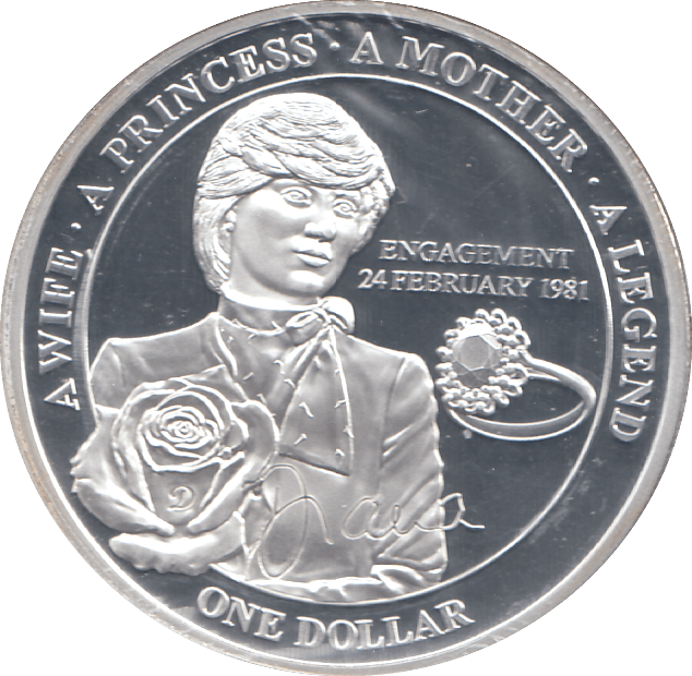 2011 SILVER PROOF PLATED PRINCESS DIANA ONE DOLLAR - SILVER WORLD COINS - Cambridgeshire Coins
