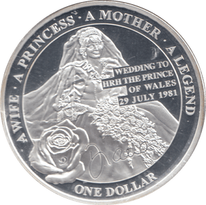 2011 SILVER PROOF PLATED PRINCESS DIANA ONE DOLLAR - SILVER WORLD COINS - Cambridgeshire Coins