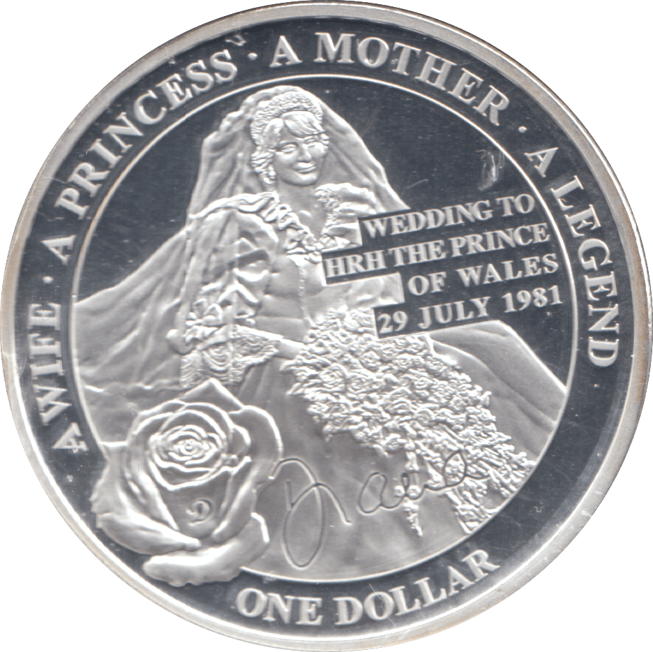 2011 SILVER PROOF PLATED PRINCESS DIANA ONE DOLLAR - SILVER WORLD COINS - Cambridgeshire Coins