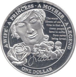 2011 SILVER PROOF PLATED PRINCESS DIANA ONE DOLLAR - SILVER WORLD COINS - Cambridgeshire Coins