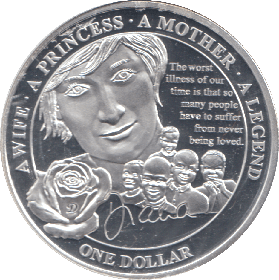 2011 SILVER PROOF PLATED PRINCESS DIANA ONE DOLLAR - SILVER WORLD COINS - Cambridgeshire Coins