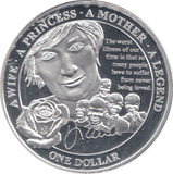2011 SILVER PROOF PLATED PRINCESS DIANA ONE DOLLAR - SILVER WORLD COINS - Cambridgeshire Coins