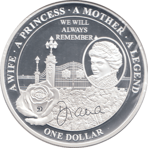 2011 SILVER PROOF PLATED PRINCESS DIANA ONE DOLLAR - SILVER WORLD COINS - Cambridgeshire Coins
