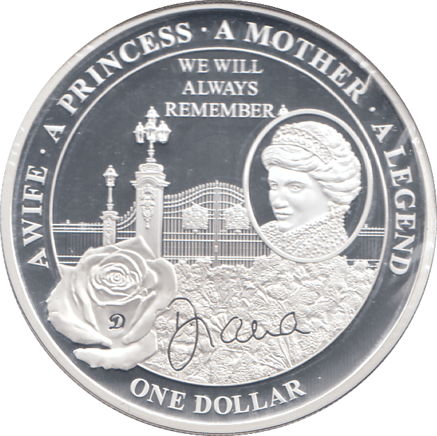 2011 SILVER PROOF PLATED PRINCESS DIANA ONE DOLLAR - SILVER WORLD COINS - Cambridgeshire Coins