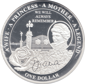 2011 SILVER PROOF PLATED PRINCESS DIANA ONE DOLLAR - SILVER WORLD COINS - Cambridgeshire Coins