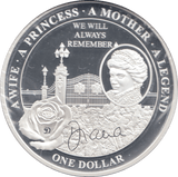 2011 SILVER PROOF PLATED PRINCESS DIANA ONE DOLLAR - SILVER WORLD COINS - Cambridgeshire Coins