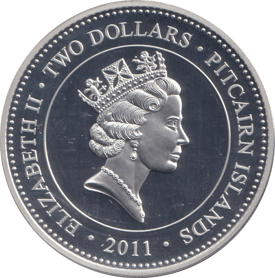 2011 SILVER PROOF TWO DOLLAR PITCAIRN ISLANDS - SILVER WORLD COINS - Cambridgeshire Coins