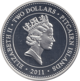 2011 SILVER PROOF TWO DOLLAR PITCAIRN ISLANDS - SILVER WORLD COINS - Cambridgeshire Coins