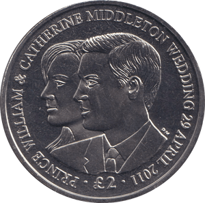 2011 TWO POUNDS WILLIAM AND CATHERINE BRITISH INDIAN OCEAN TERRITORY - WORLD COINS - Cambridgeshire Coins