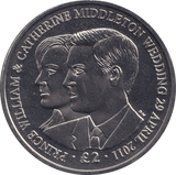 2011 TWO POUNDS WILLIAM AND CATHERINE BRITISH INDIAN OCEAN TERRITORY - WORLD COINS - Cambridgeshire Coins