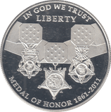 2011 USA SILVER PROOF MEDAL OF HONOUR COMMEMORATIVE DOLLAR - Silver Proof - Cambridgeshire Coins