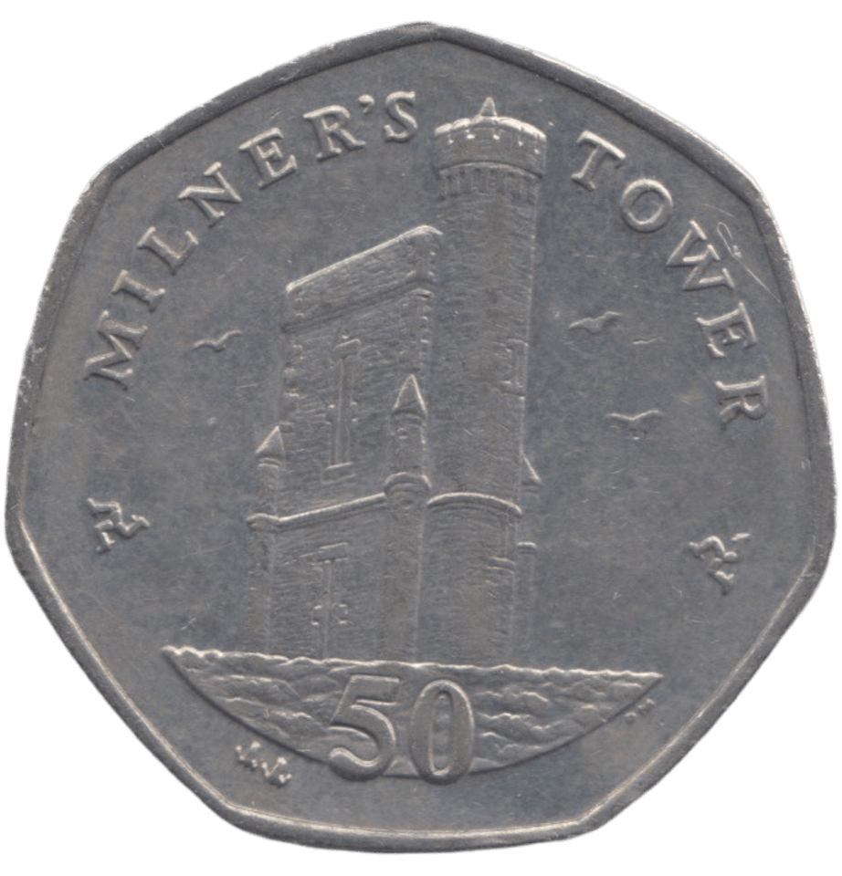 2012 50 PENCE MILNER'S TOWER ISLE OF MAN - 50P CIRCULATED - Cambridgeshire Coins