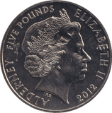 2012 BU FIVE POUND ALDERNEY - WORLD COINS - Cambridgeshire Coins