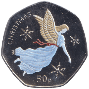 2012 CHRISTMAS 50P NATIVITY ANGEL COLOURISED ISLE OF MAN ( BUNC ) - 50P REGIONAL ISSUES - Cambridgeshire Coins