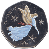 2012 CHRISTMAS 50P NATIVITY ANGEL COLOURISED ISLE OF MAN ( BUNC ) - 50P REGIONAL ISSUES - Cambridgeshire Coins