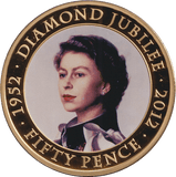 2012 FIFTY PENCE BAILIWICK OF GUERNSEY DIAMOND JUBILEE - WORLD COINS - Cambridgeshire Coins
