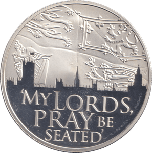 2012 FIVE POUNDS SILVER PROOF ALDERNEY MY LORDS PRAY BE SEATED - WORLD COINS - Cambridgeshire Coins