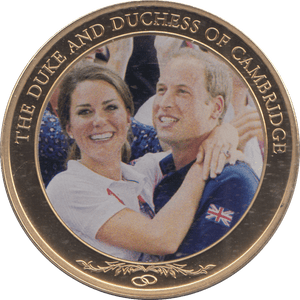 2012 GOLD PLATED ONE DOLLAR THE DUKE AND DUCHESS OF CAMBRIDGE - WORLD COINS - Cambridgeshire Coins
