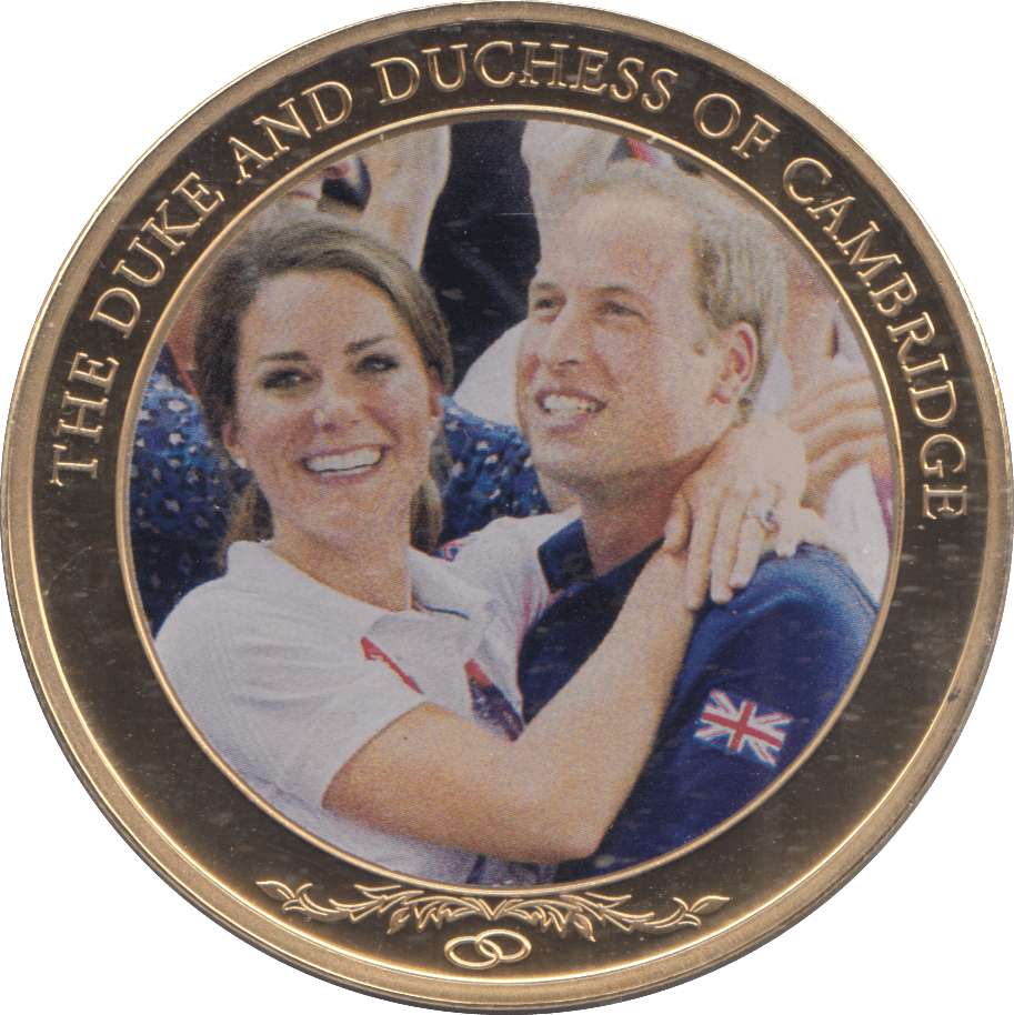 2012 GOLD PLATED ONE DOLLAR THE DUKE AND DUCHESS OF CAMBRIDGE - WORLD COINS - Cambridgeshire Coins
