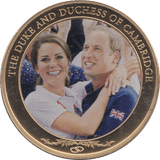 2012 GOLD PLATED ONE DOLLAR THE DUKE AND DUCHESS OF CAMBRIDGE - WORLD COINS - Cambridgeshire Coins