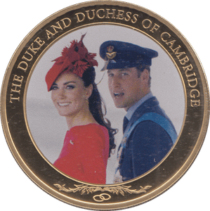 2012 GOLD PLATED ONE DOLLAR THE DUKE AND DUCHESS OF CAMBRIDGE - WORLD COINS - Cambridgeshire Coins