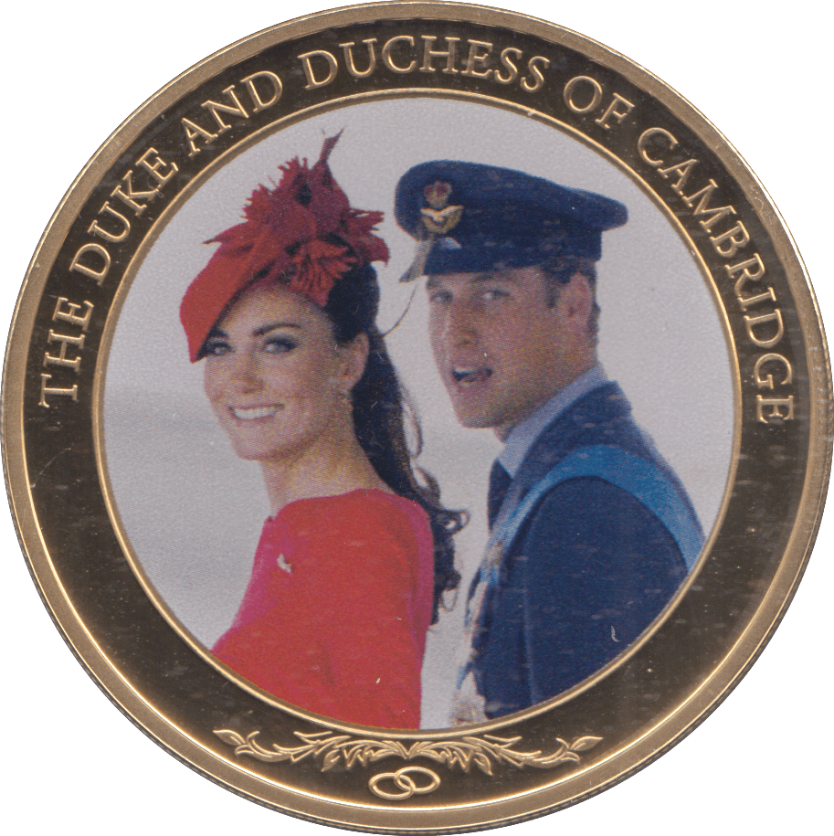 2012 GOLD PLATED ONE DOLLAR THE DUKE AND DUCHESS OF CAMBRIDGE - WORLD COINS - Cambridgeshire Coins