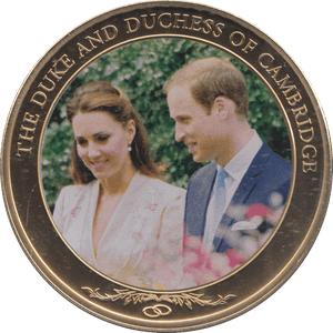 2012 GOLD PLATED ONE DOLLAR THE DUKE AND DUCHESS OF CAMBRIDGE - WORLD COINS - Cambridgeshire Coins