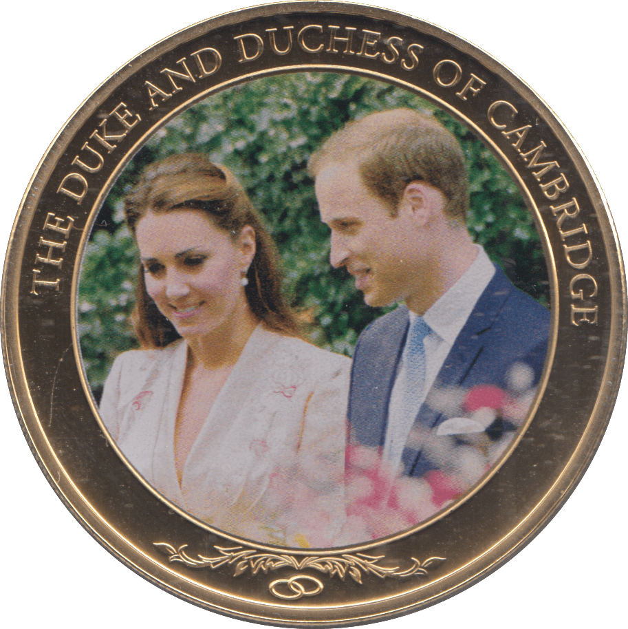 2012 GOLD PLATED ONE DOLLAR THE DUKE AND DUCHESS OF CAMBRIDGE - WORLD COINS - Cambridgeshire Coins