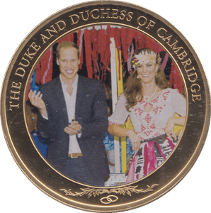 2012 GOLD PLATED ONE DOLLAR THE DUKE AND DUCHESS OF CAMBRIDGE - WORLD COINS - Cambridgeshire Coins