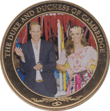 2012 GOLD PLATED ONE DOLLAR THE DUKE AND DUCHESS OF CAMBRIDGE - WORLD COINS - Cambridgeshire Coins