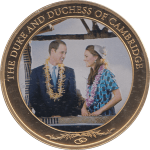 2012 GOLD PLATED ONE DOLLAR THE DUKE AND DUCHESS OF CAMBRIDGE - WORLD COINS - Cambridgeshire Coins