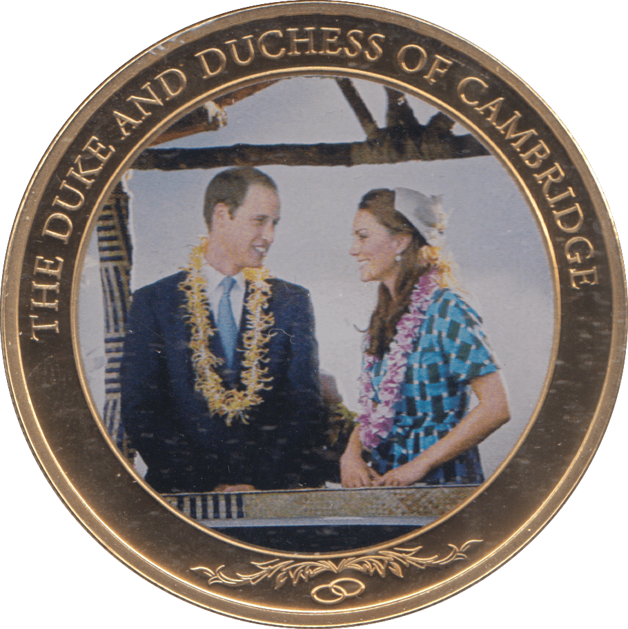 2012 GOLD PLATED ONE DOLLAR THE DUKE AND DUCHESS OF CAMBRIDGE - WORLD COINS - Cambridgeshire Coins