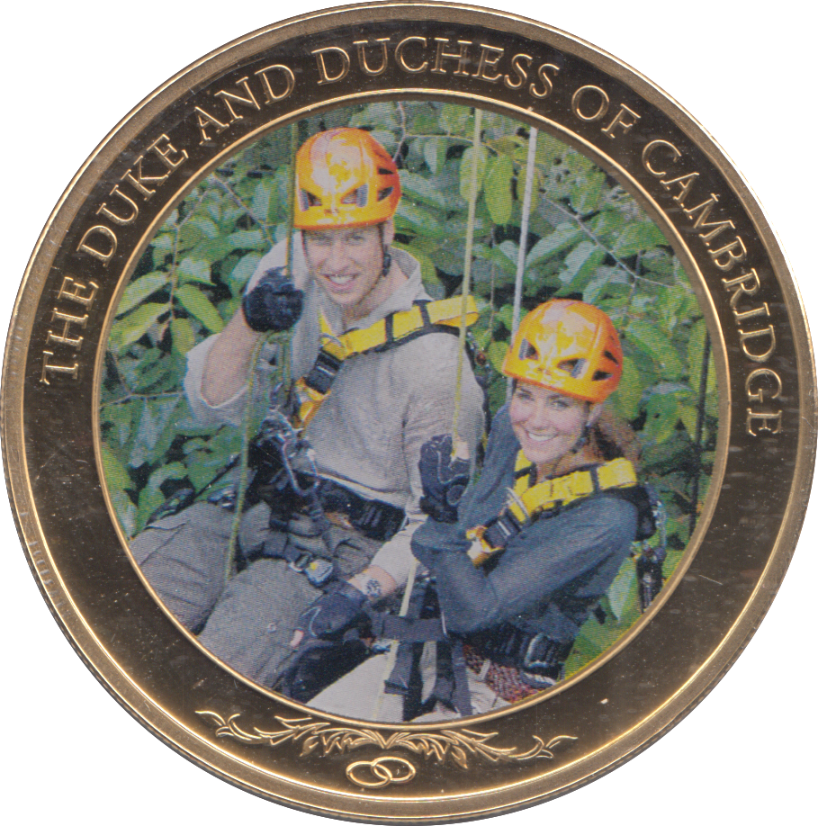 2012 GOLD PLATED ONE DOLLAR THE DUKE AND DUCHESS OF CAMBRIDGE - WORLD COINS - Cambridgeshire Coins