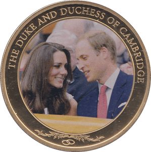2012 GOLD PLATED ONE DOLLAR THE DUKE AND DUCHESS OF CAMBRIDGE - WORLD COINS - Cambridgeshire Coins