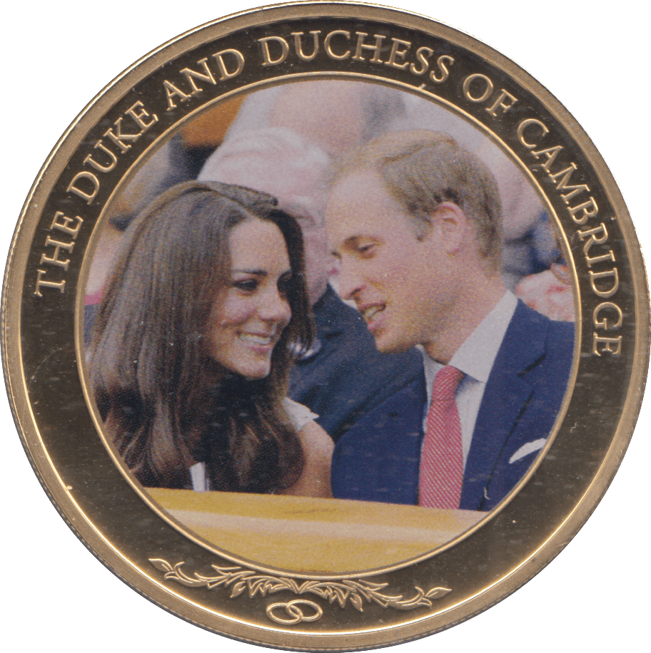 2012 GOLD PLATED ONE DOLLAR THE DUKE AND DUCHESS OF CAMBRIDGE - WORLD COINS - Cambridgeshire Coins