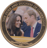 2012 GOLD PLATED ONE DOLLAR THE DUKE AND DUCHESS OF CAMBRIDGE - WORLD COINS - Cambridgeshire Coins
