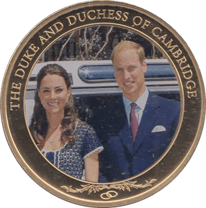 2012 GOLD PLATED ONE DOLLAR THE DUKE AND DUCHESS OF CAMBRIDGE - WORLD COINS - Cambridgeshire Coins