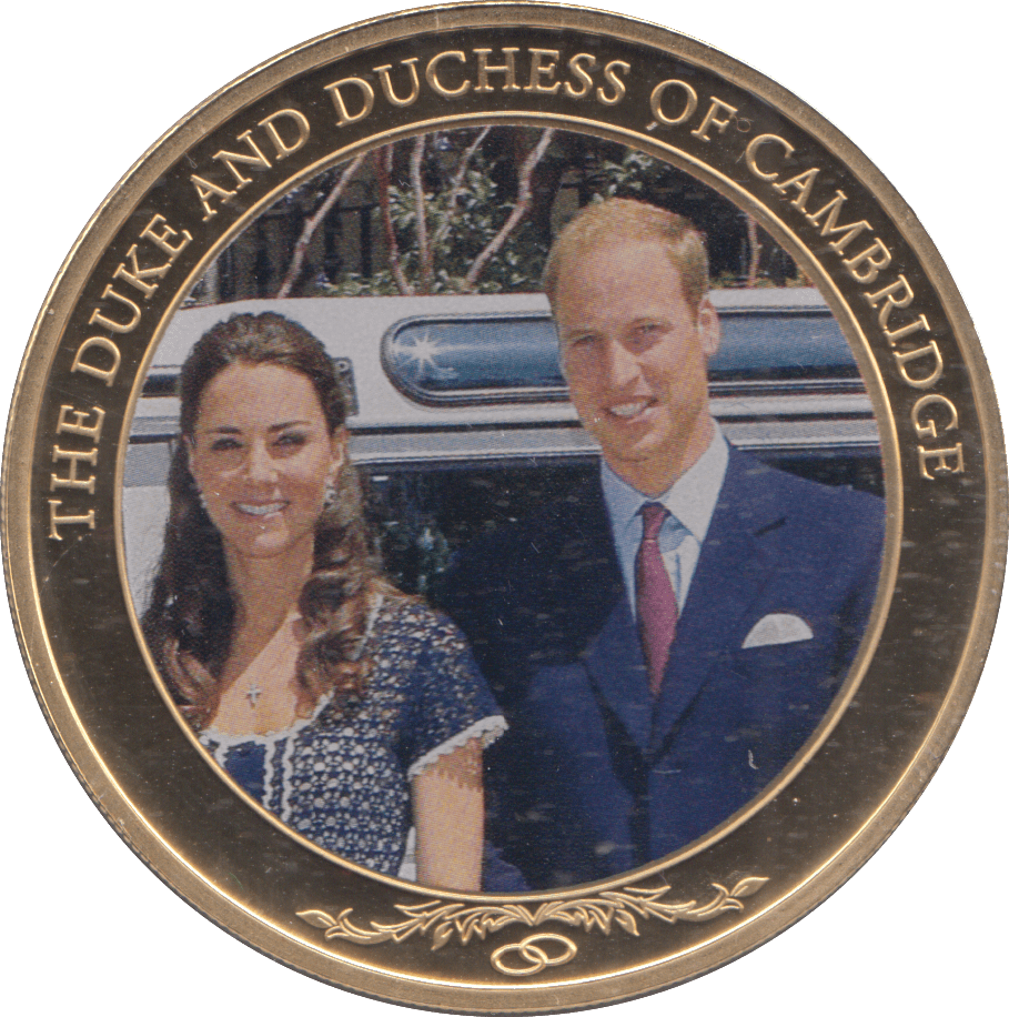 2012 GOLD PLATED ONE DOLLAR THE DUKE AND DUCHESS OF CAMBRIDGE - WORLD COINS - Cambridgeshire Coins