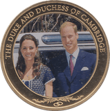 2012 GOLD PLATED ONE DOLLAR THE DUKE AND DUCHESS OF CAMBRIDGE - WORLD COINS - Cambridgeshire Coins