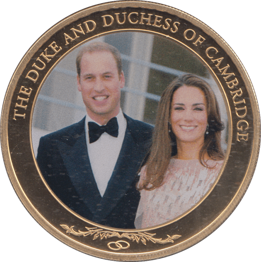 2012 GOLD PLATED ONE DOLLAR THE DUKE AND DUCHESS OF CAMBRIDGE - WORLD COINS - Cambridgeshire Coins