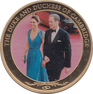 2012 GOLD PLATED ONE DOLLAR THE DUKE AND DUCHESS OF CAMBRIDGE - WORLD COINS - Cambridgeshire Coins