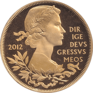 2012 GOLD PLATED SILVER PROOF FIVE POUND QUEEN'S DIAMOND JUBILEE - SILVER WORLD COINS - Cambridgeshire Coins